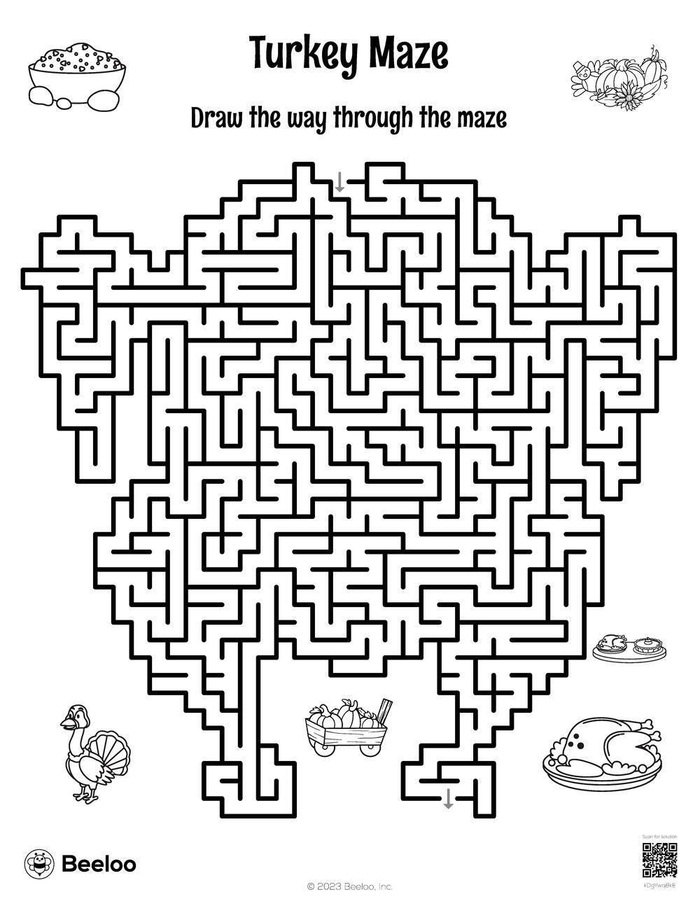 Turkey Maze For Kids