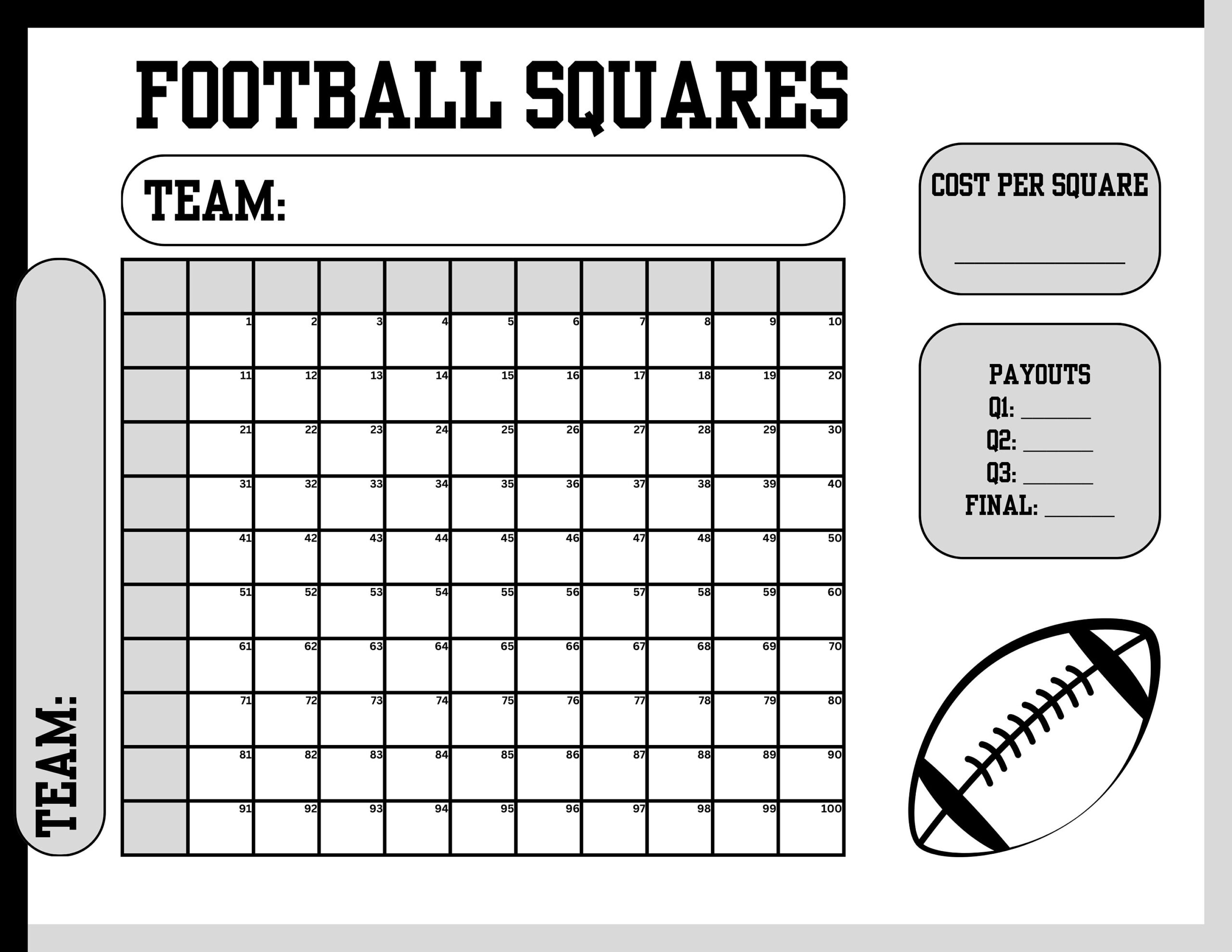 Ultimate Football Squares Game Sheet numbered Editable Printable PDF Download For Super Bowl And Parties Etsy