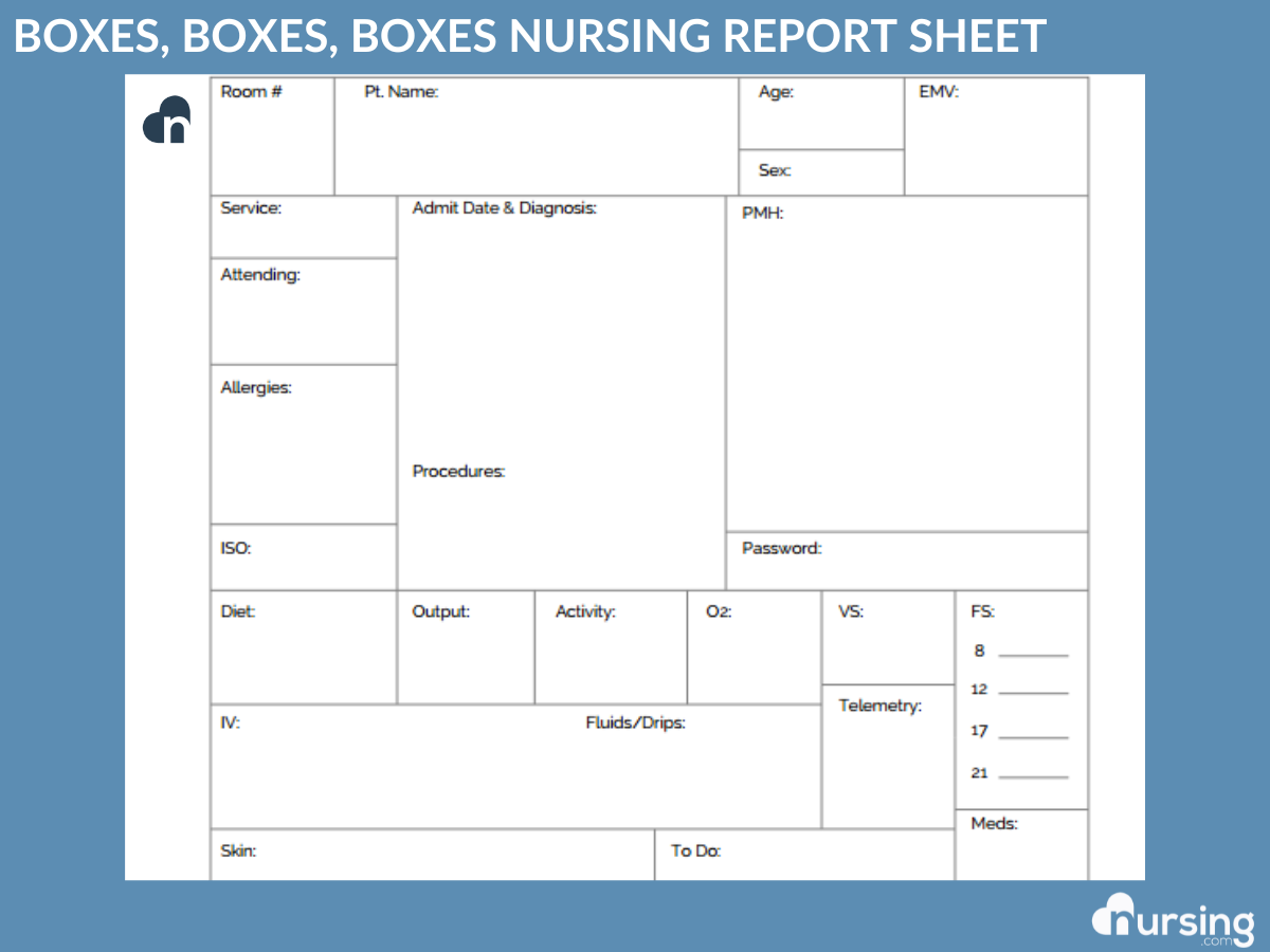Printable Nursing Report Sheet Template