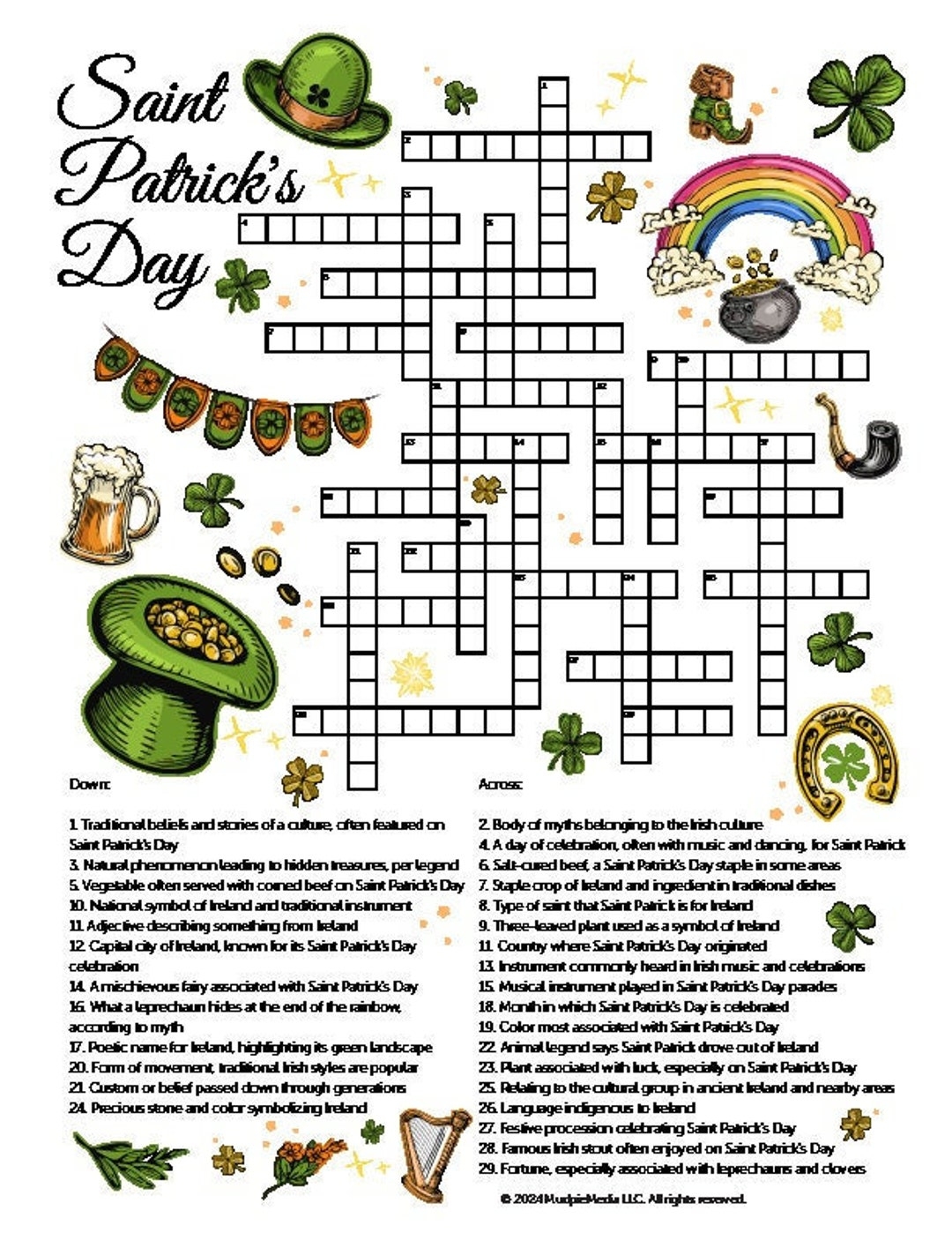 Ultimate St Patrick s Day Crossword Adventure Unravel Irish Legends And Celebrate Tradition Perfect For Celebrations Etsy