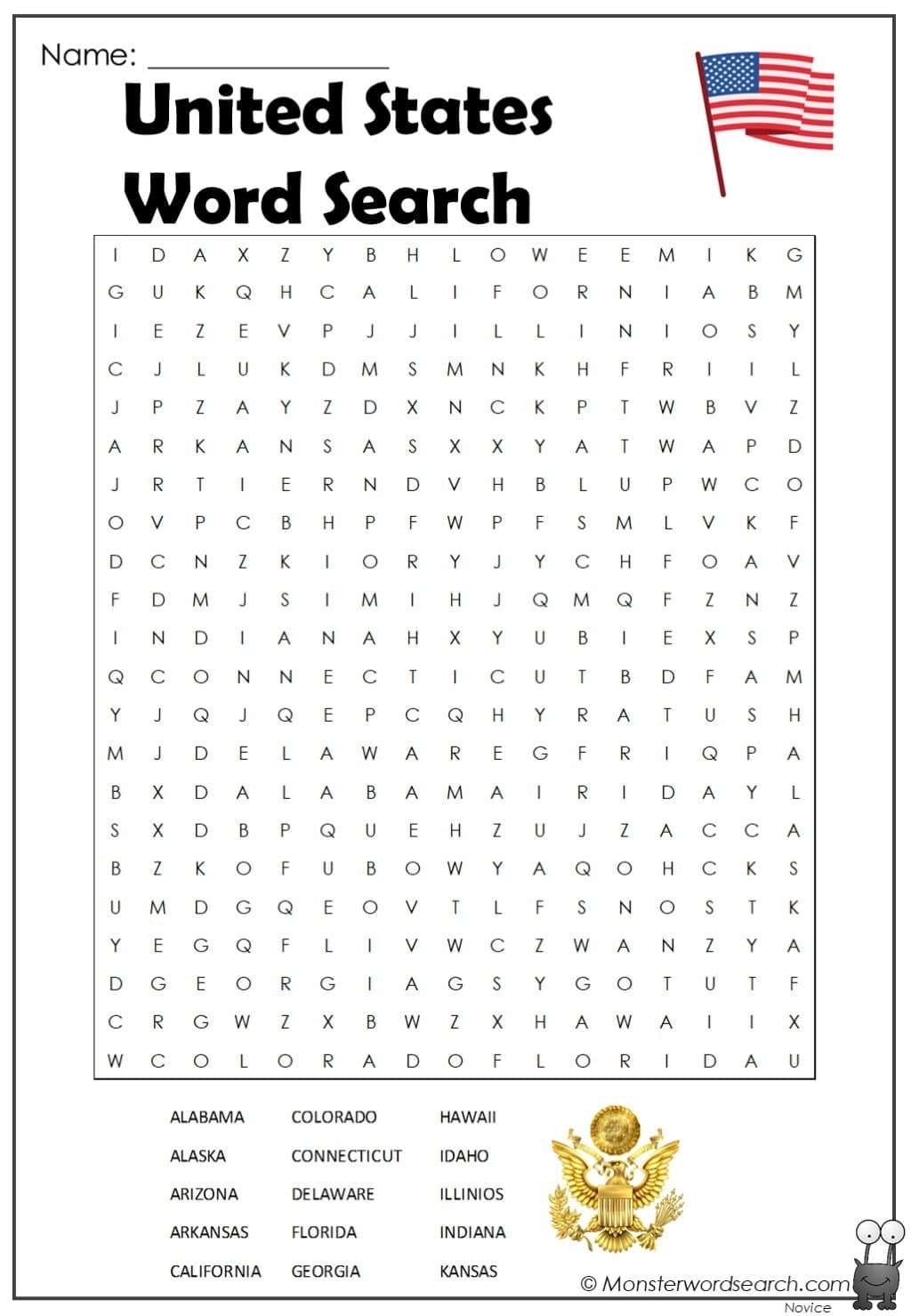 50 states word search
