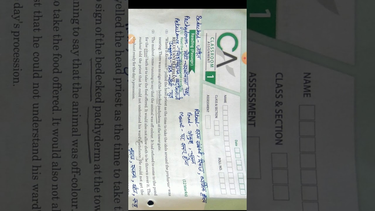 Reluctant Elephant Passage Answers