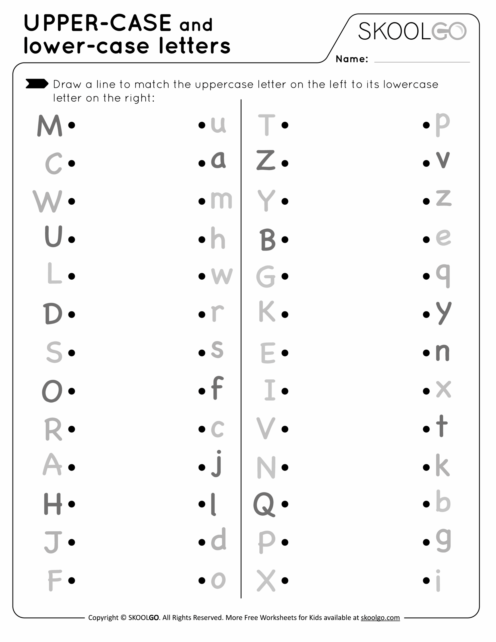 uppercase and lowercase letters printable