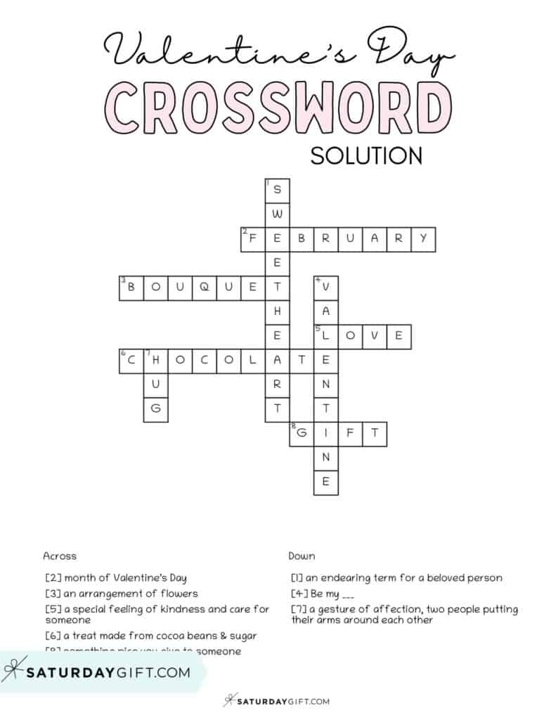 valentine's day crossword puzzle