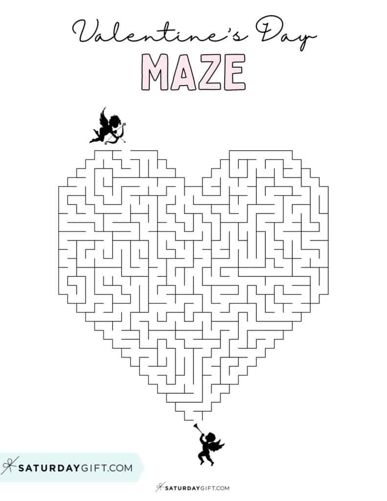 Valentine s Day Maze Printable Cute Free Templates SaturdayGift