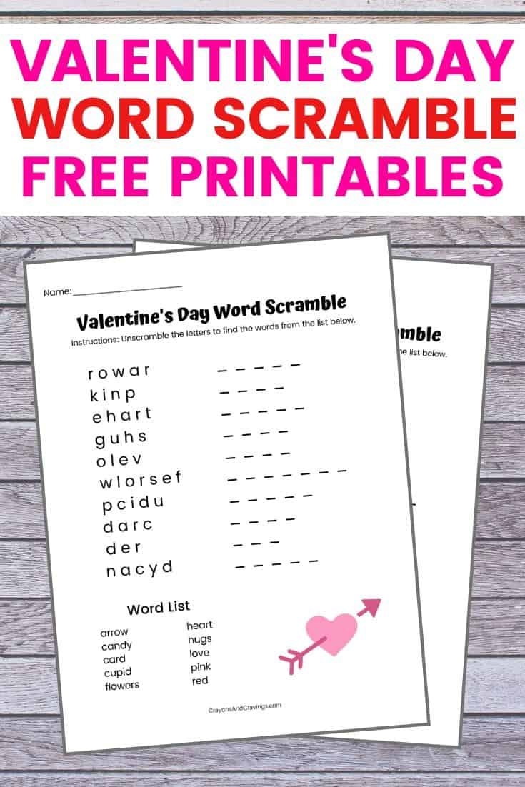 Valentine s Day Word Scramble FREE Printable With Answer Key