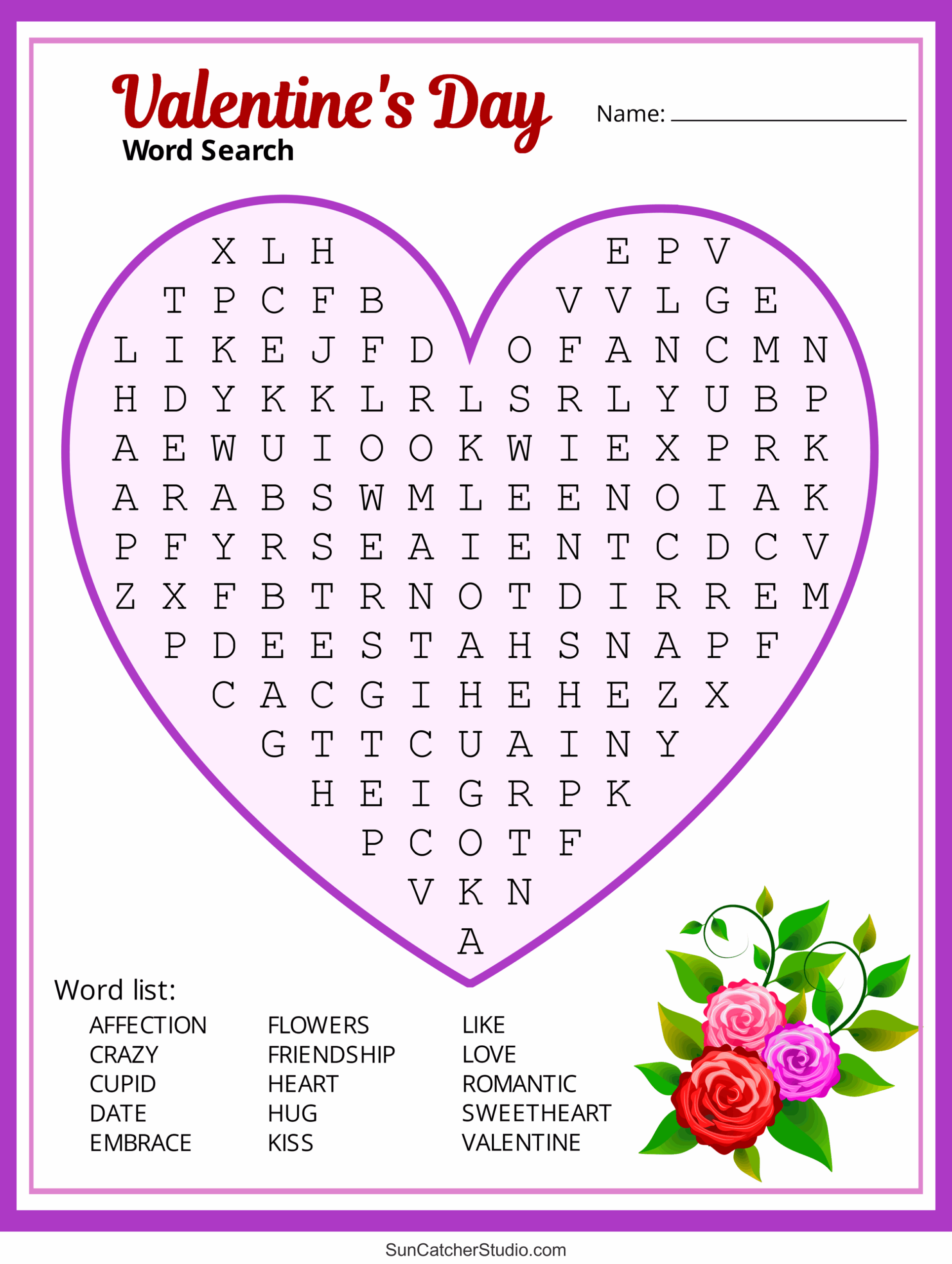 Valentine s Day Word Search Free Printable PDF Puzzles Free Printables Monograms Design Tools Patterns DIY Projects