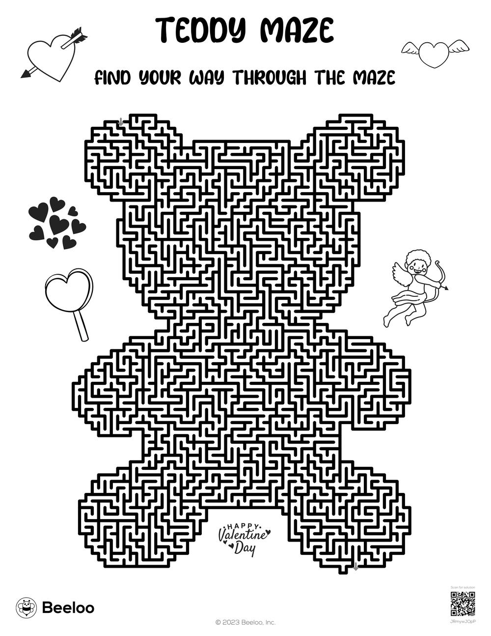 Valentine themed Mazes Beeloo Printable Crafts And Activities For Kids