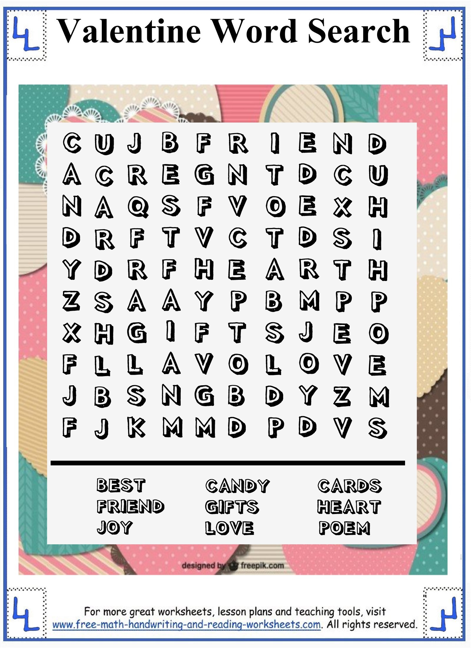 valentine word search puzzles
