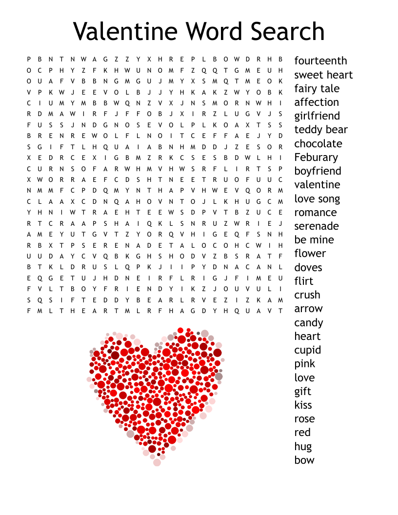 Valentine Word Search Puzzles