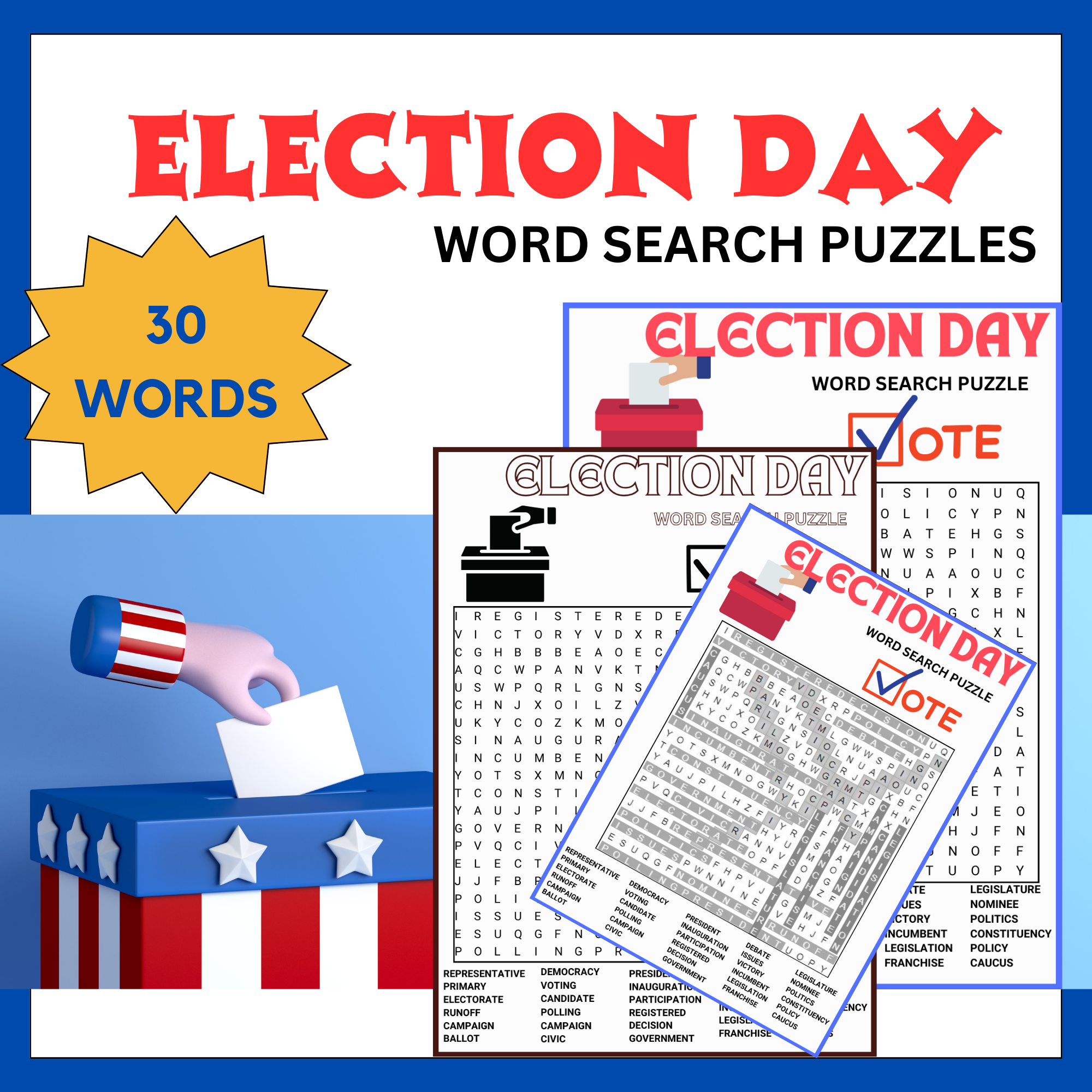 VOTING ELECTION DAY Word Search Puzzle Worksheet Activity Made By Teachers