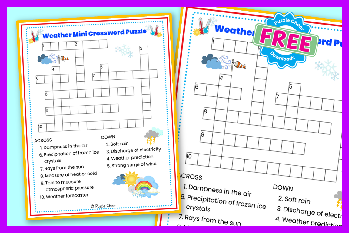 Weather Mini Crossword Puzzle Puzzle Cheer