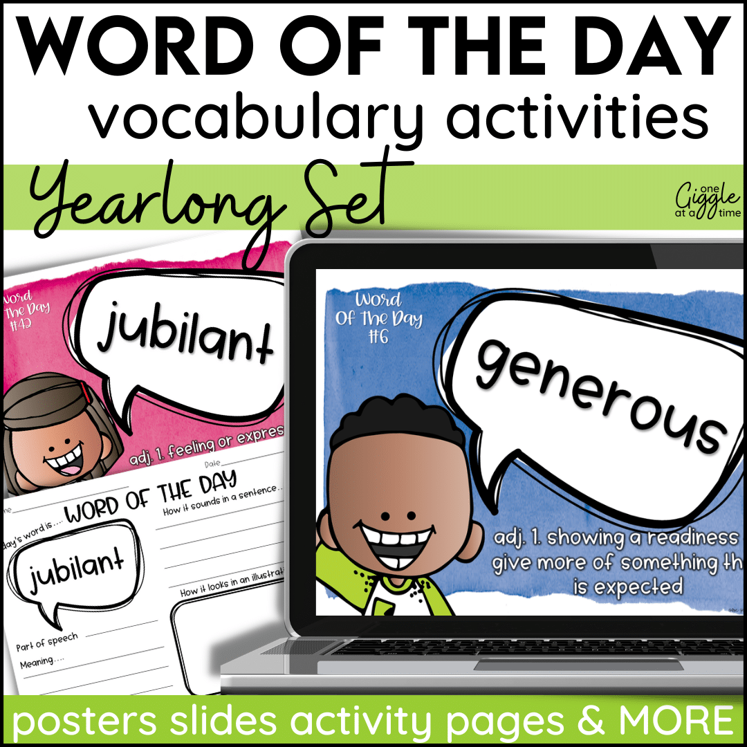 Word Of The Day Academic Vocabulary Building Activities For Kids Grades K 4th Grade ESL ELL One Giggle At A Time Word Of The Day Academic Vocabulary Building Activities For Kids Grades K 4th Grade ESL ELL One Giggle At A Time