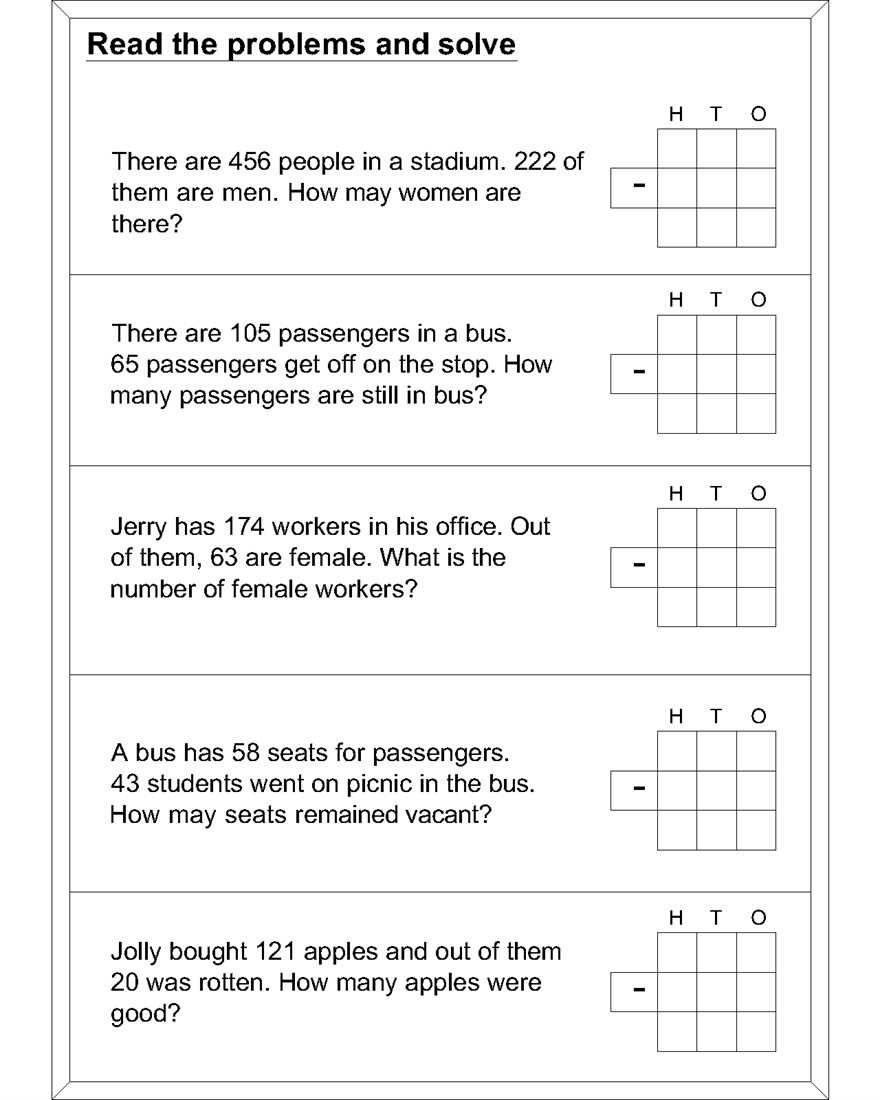 maths subtraction word problems