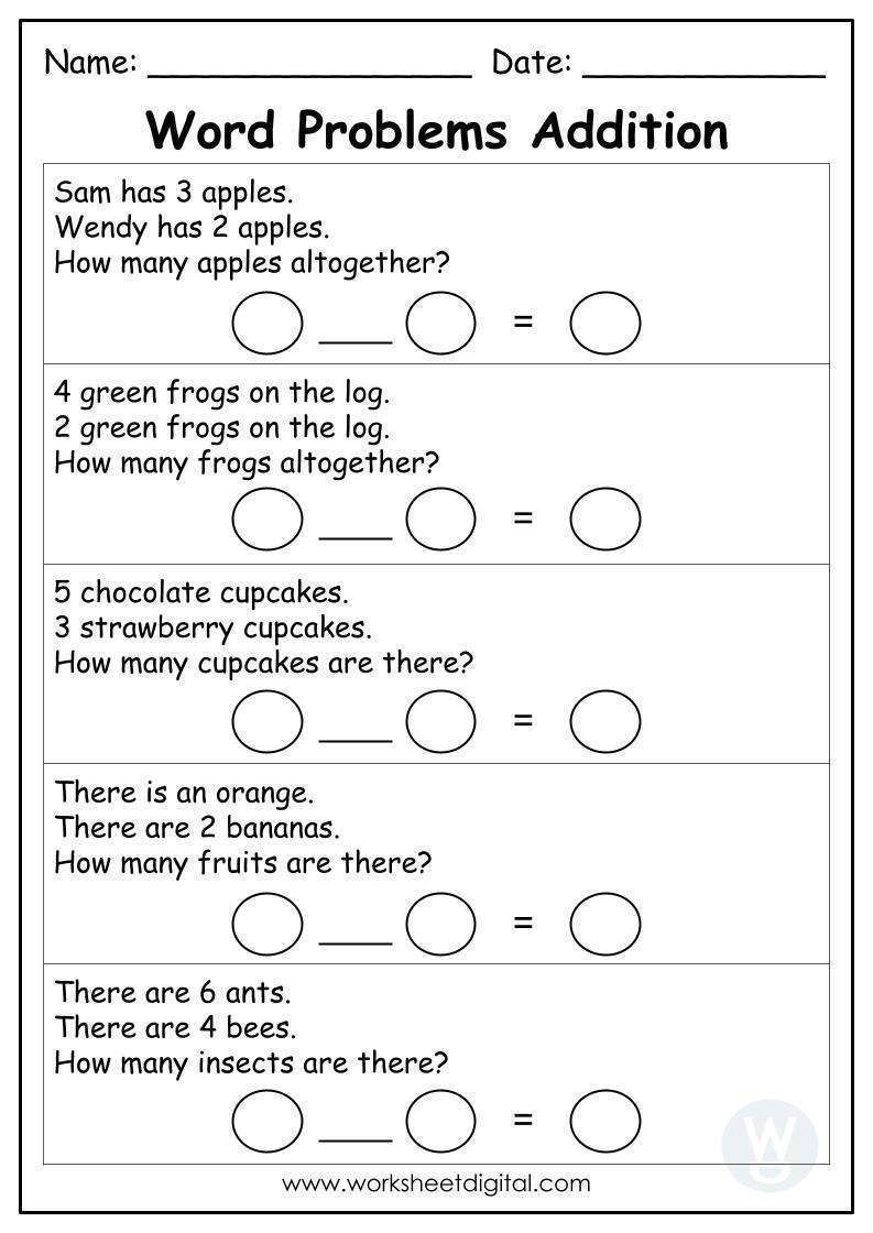 addition story problems for kindergarten