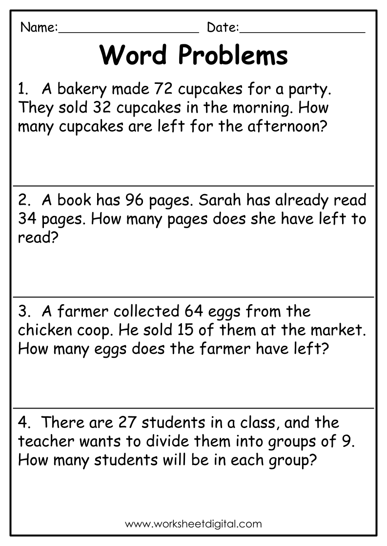 Word Problems Grade 2 Worksheet Digital Worksheets Library Word Problems Grade 2 Worksheet Digital Worksheets Library