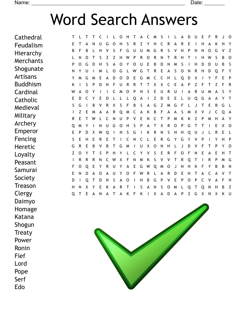 Word Search With Answers