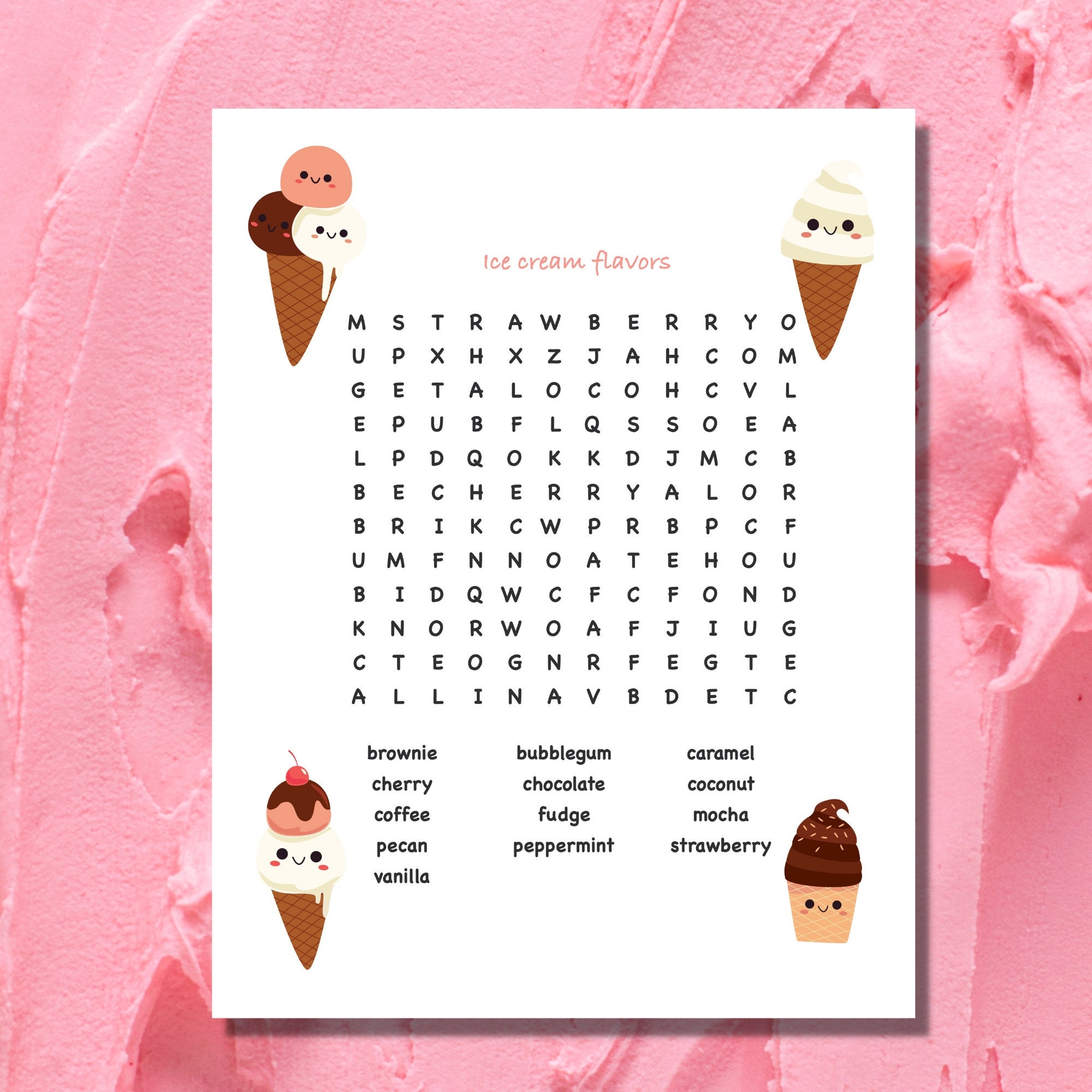 ice cream word search