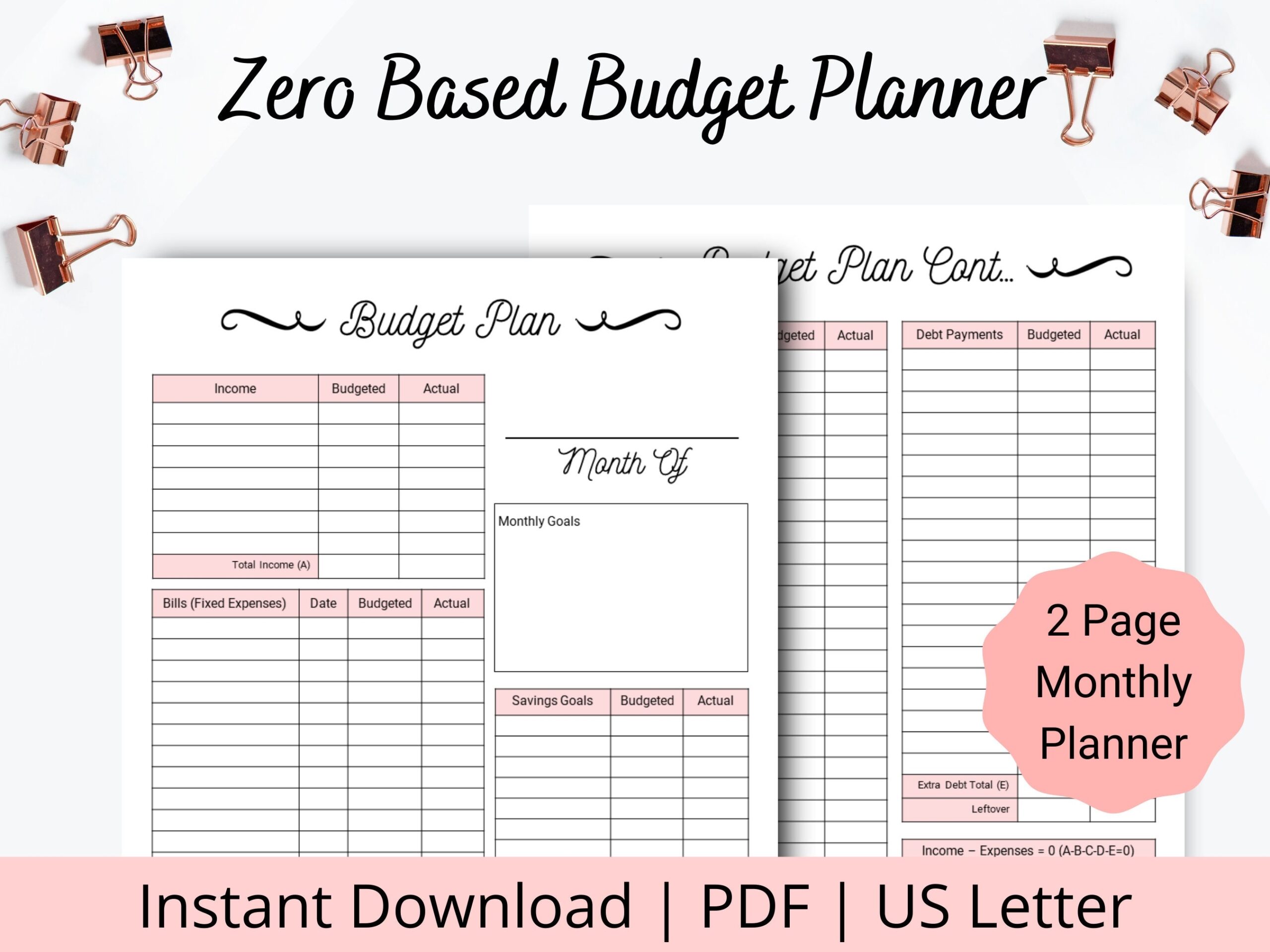 Zero Based Budget Printable Printable Budget Sheet Zero Based Budget Sheet Zero Based Budget Planner Printable Budget Pages 8 5x11 Etsy