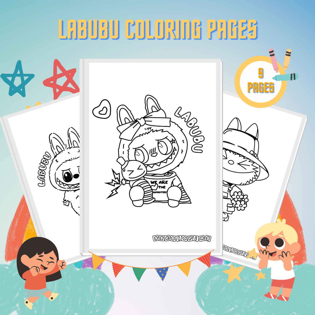 10 Free Labubu Coloring Pages For Kids SSColoring
