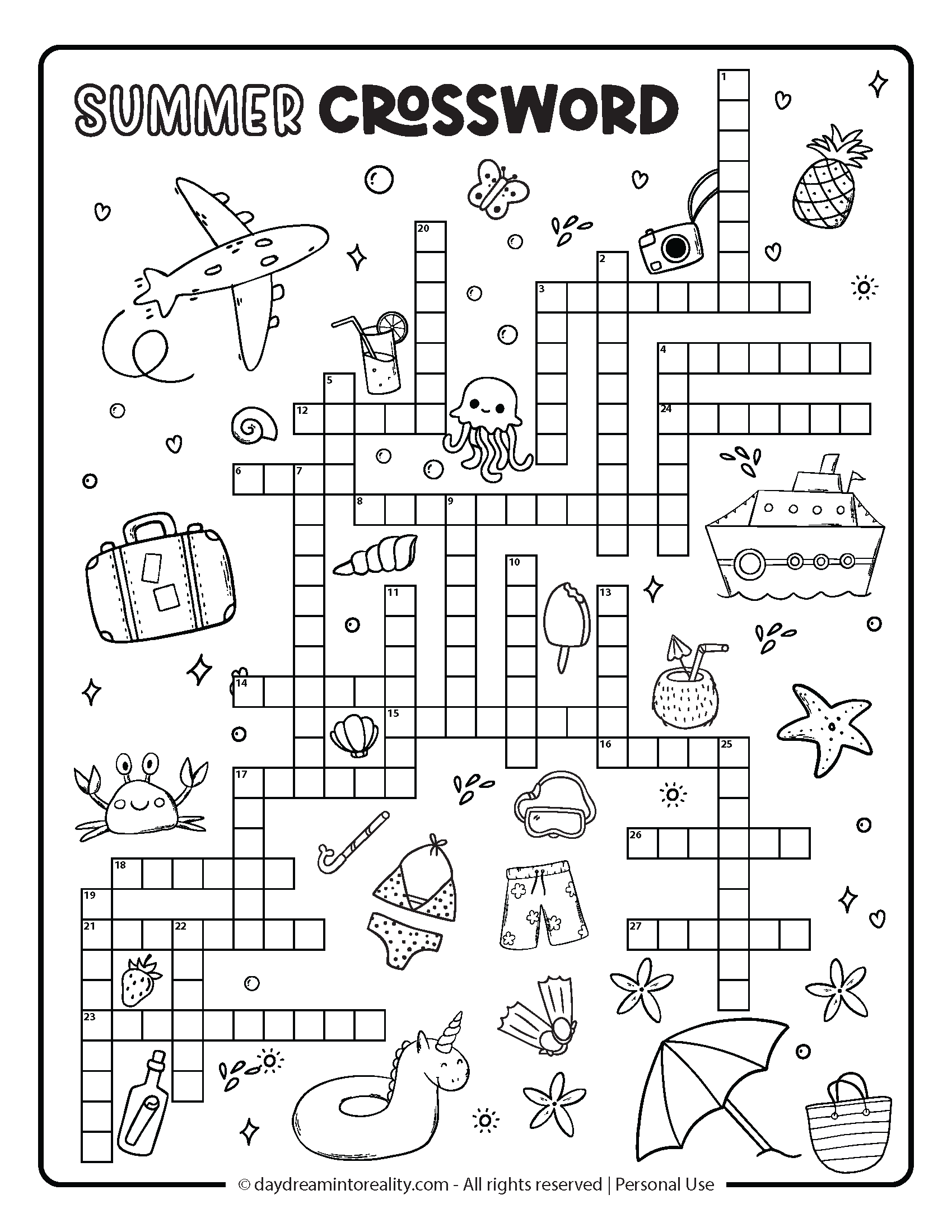 10 Summer Crossword Puzzles Free Printable PDFs From Easy To Advanced Daydream Into Reality