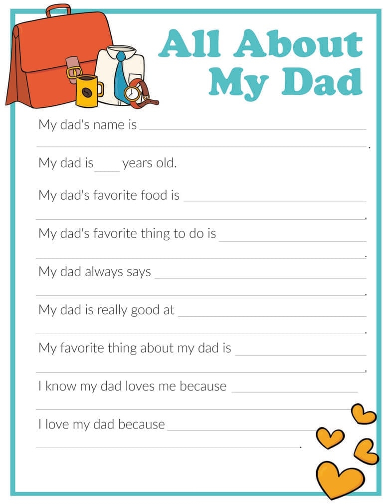 3 Free All About My Dad Printables 3 Free All About My Dad Printables