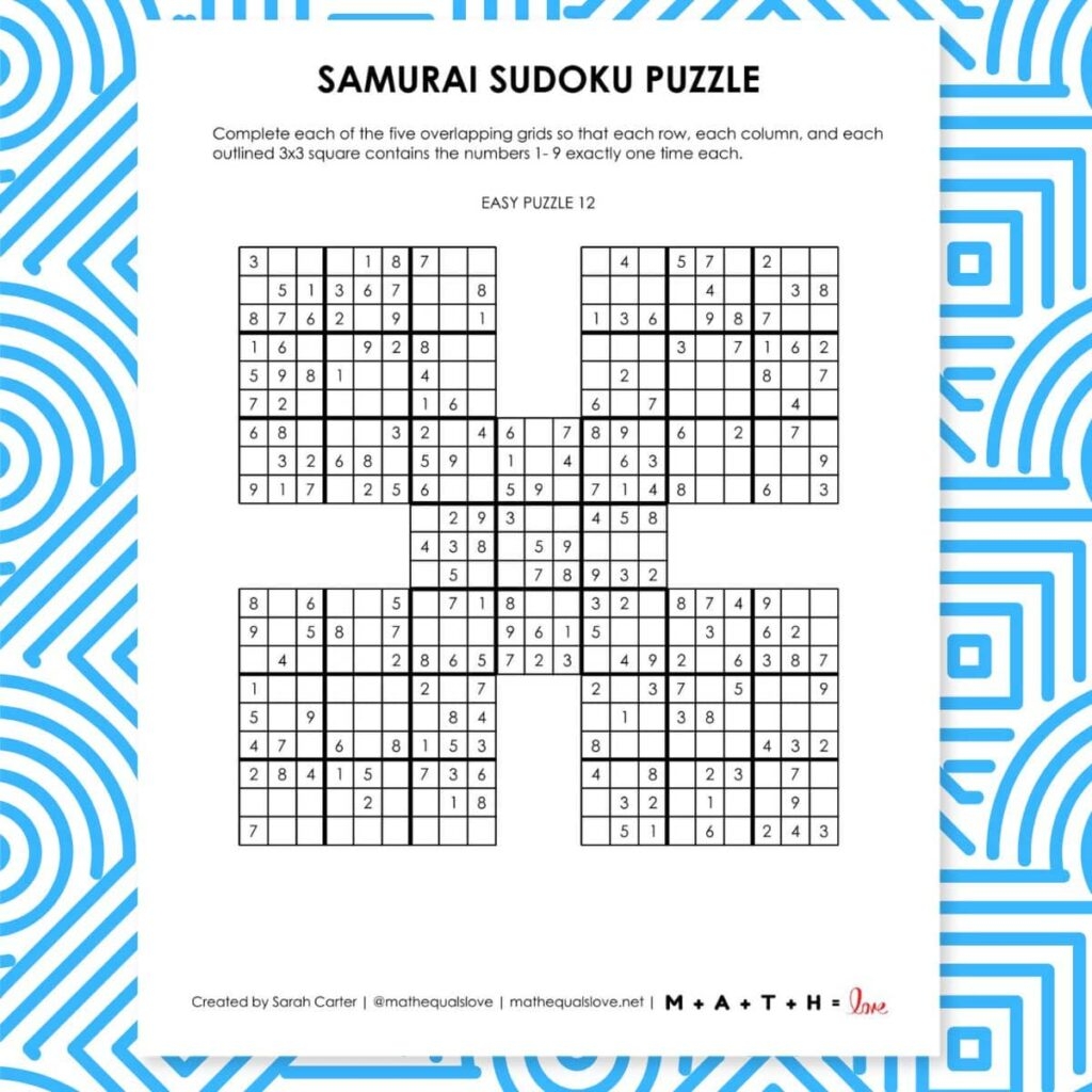 36 FREE Samurai Sudoku Printable Puzzles PDF 