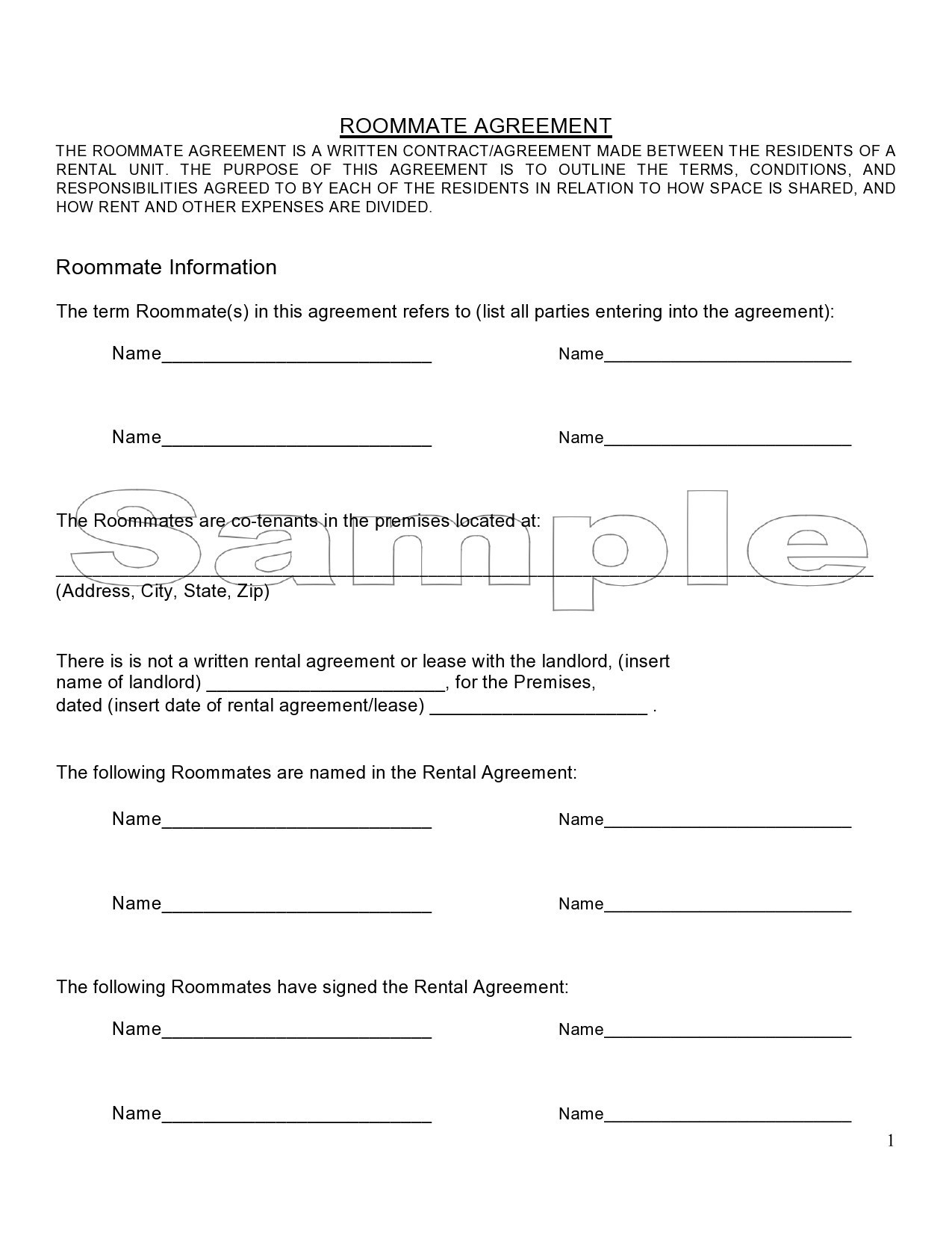 40 Free Roommate Agreement Templates Forms Word PDF 40 Free Roommate Agreement Templates Forms Word PDF