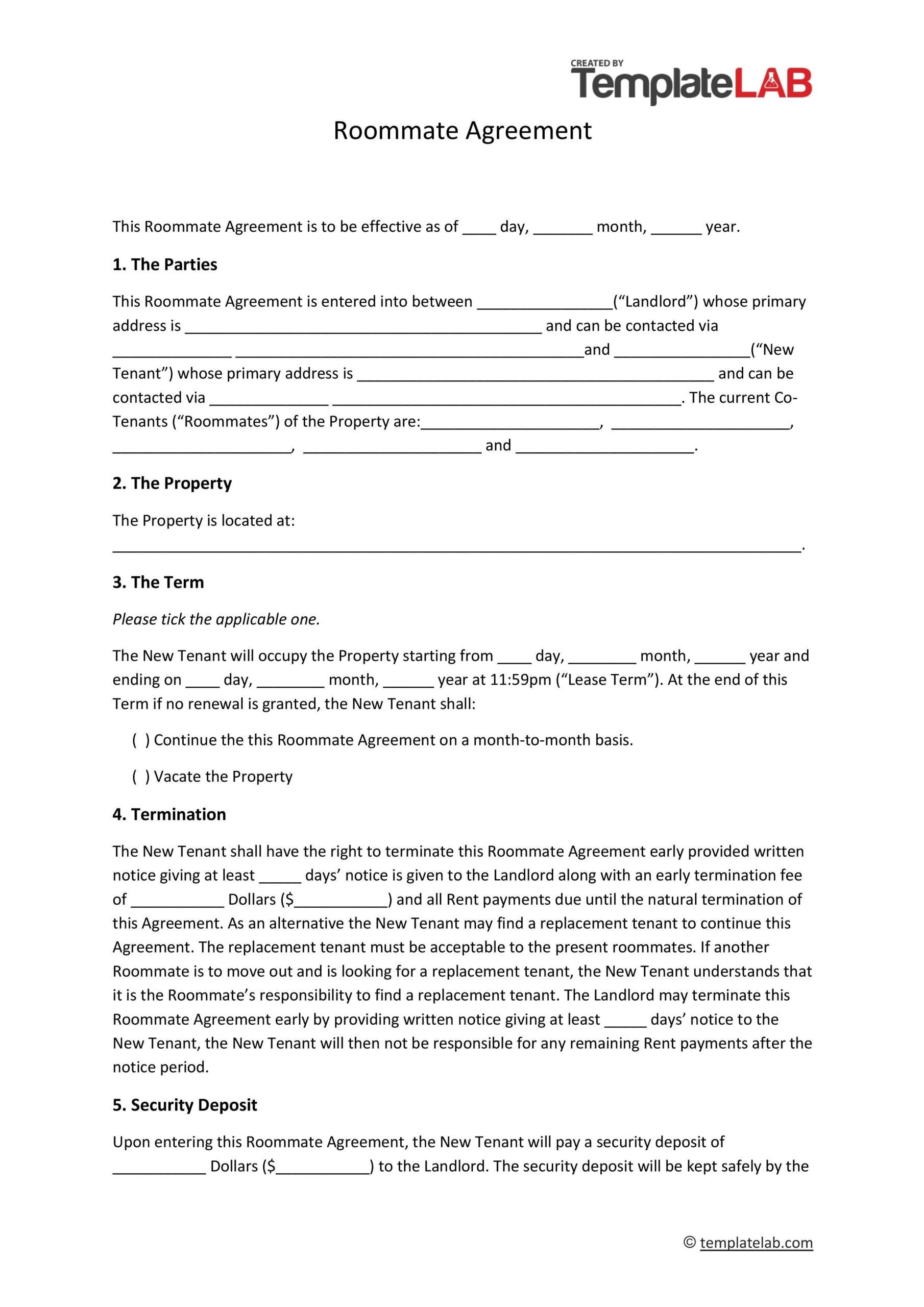 40 Free Roommate Agreement Templates Forms Word PDF 40 Free Roommate Agreement Templates Forms Word PDF