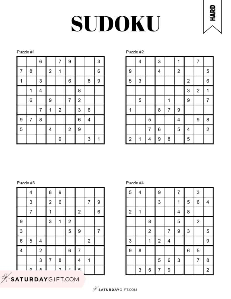 Printable Sudoku Puzzles 4 Per Page