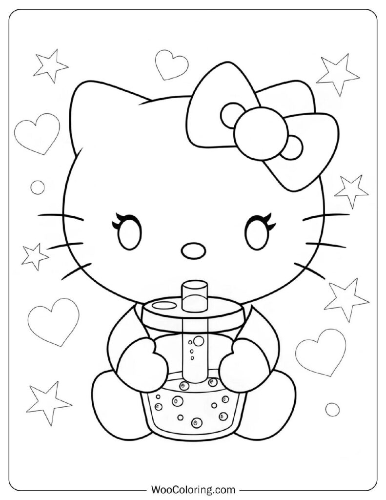 printable hello kitty colouring pages