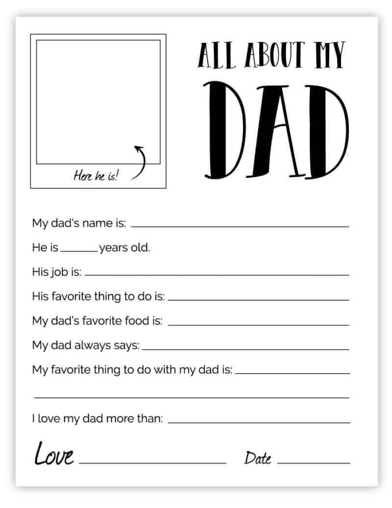 all about my dad printable all about my dad printable
