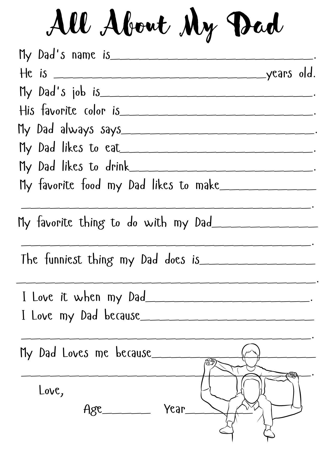 All About My Dad Printable Questionnaire digital Download Etsy All About My Dad Printable Questionnaire digital Download Etsy