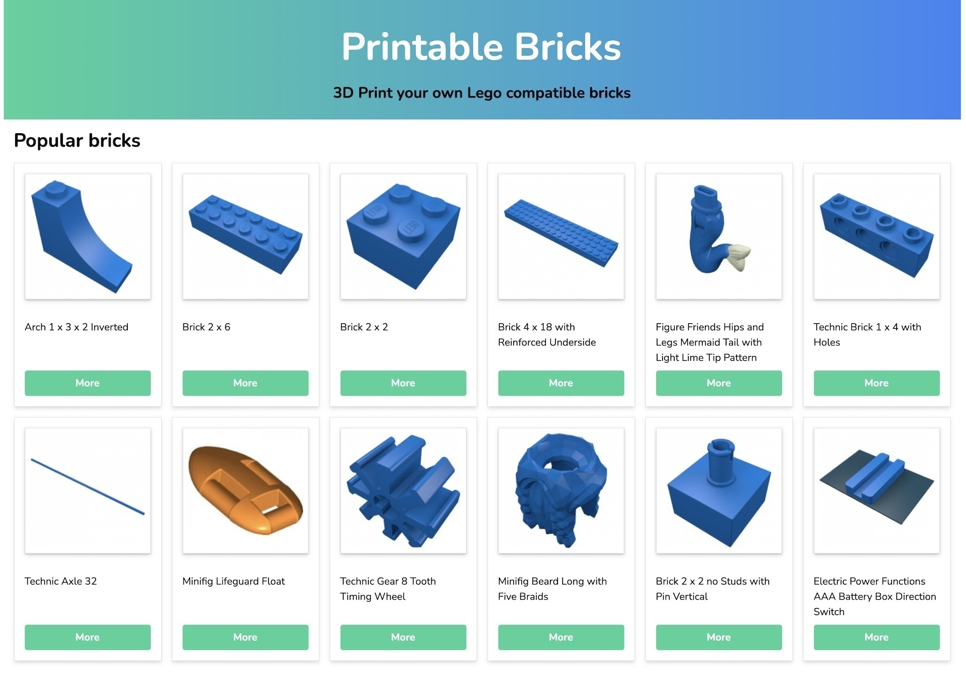 All LEGO Parts And Compatible Bricks PrintableBricks Free STL File For Cults