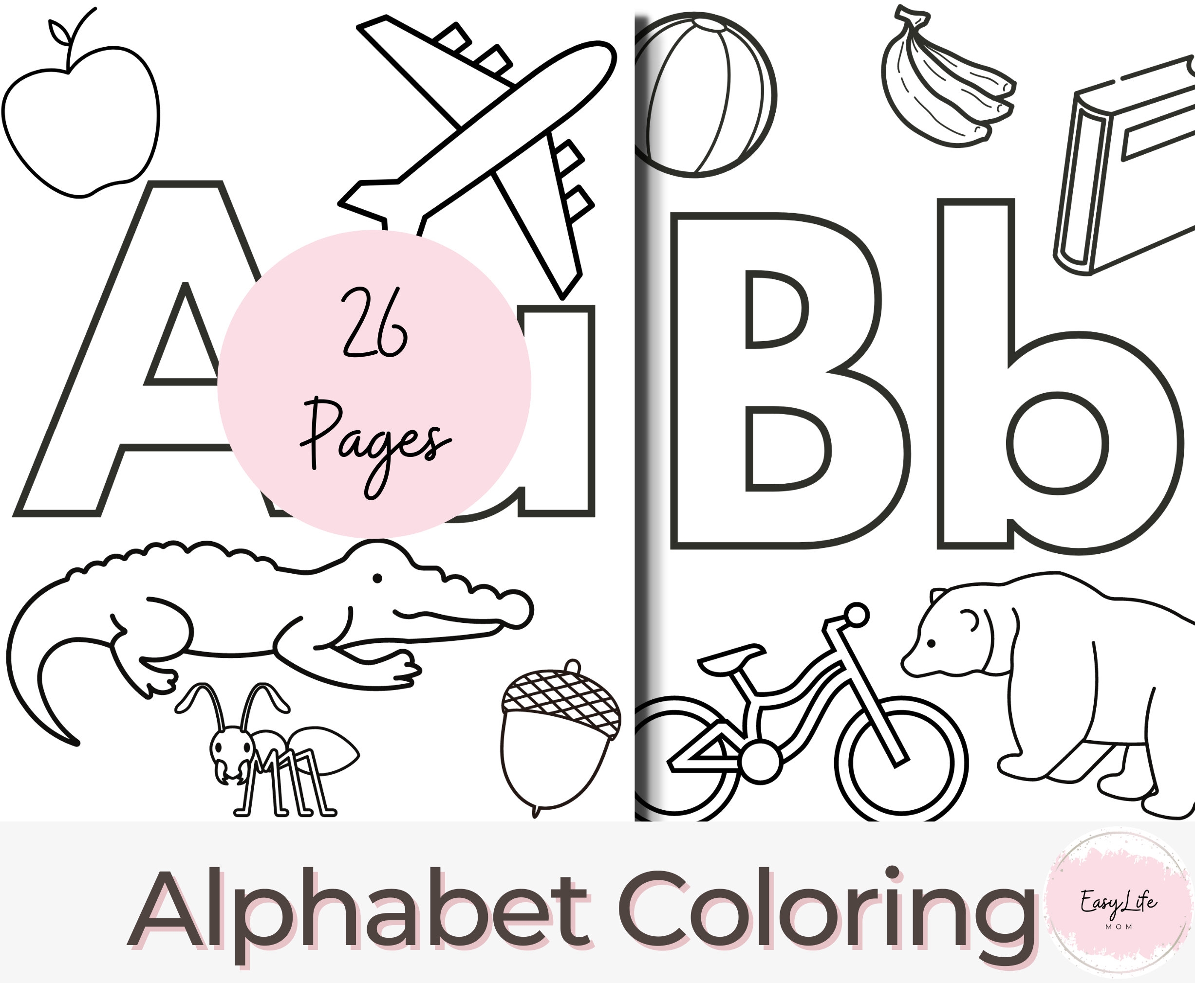 Alphabet Coloring Pages Preschool Kindergarten Printables PDF Etsy
