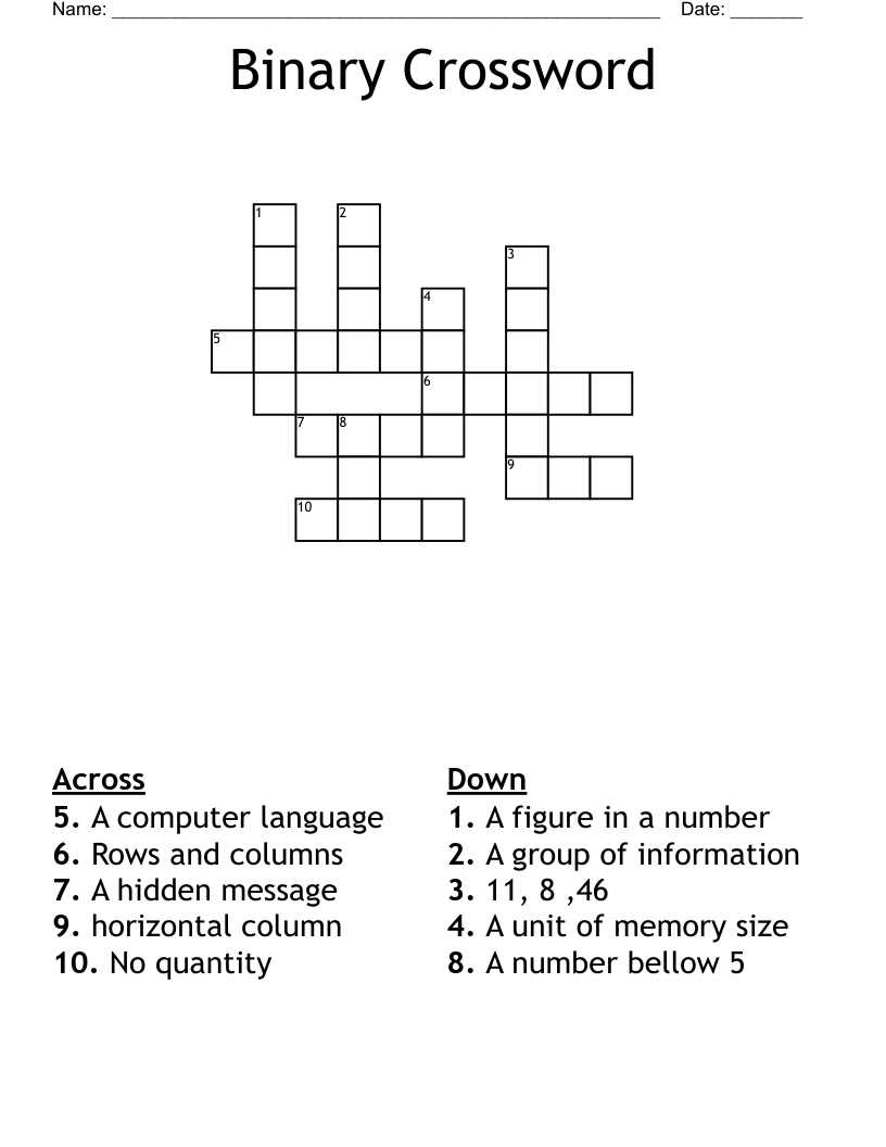 Binary Crossword WordMint Binary Crossword WordMint