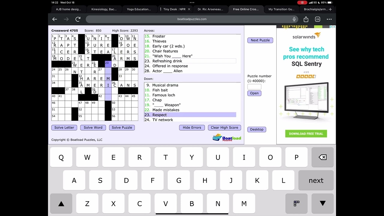 boatload of free crossword puzzles