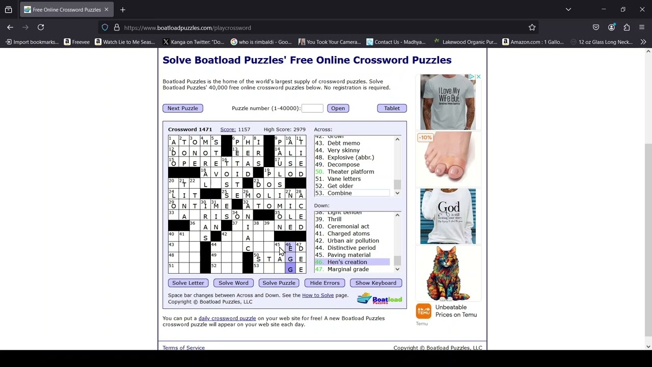 Boatload Puzzles Crossword 4th Nov 2024 YouTube