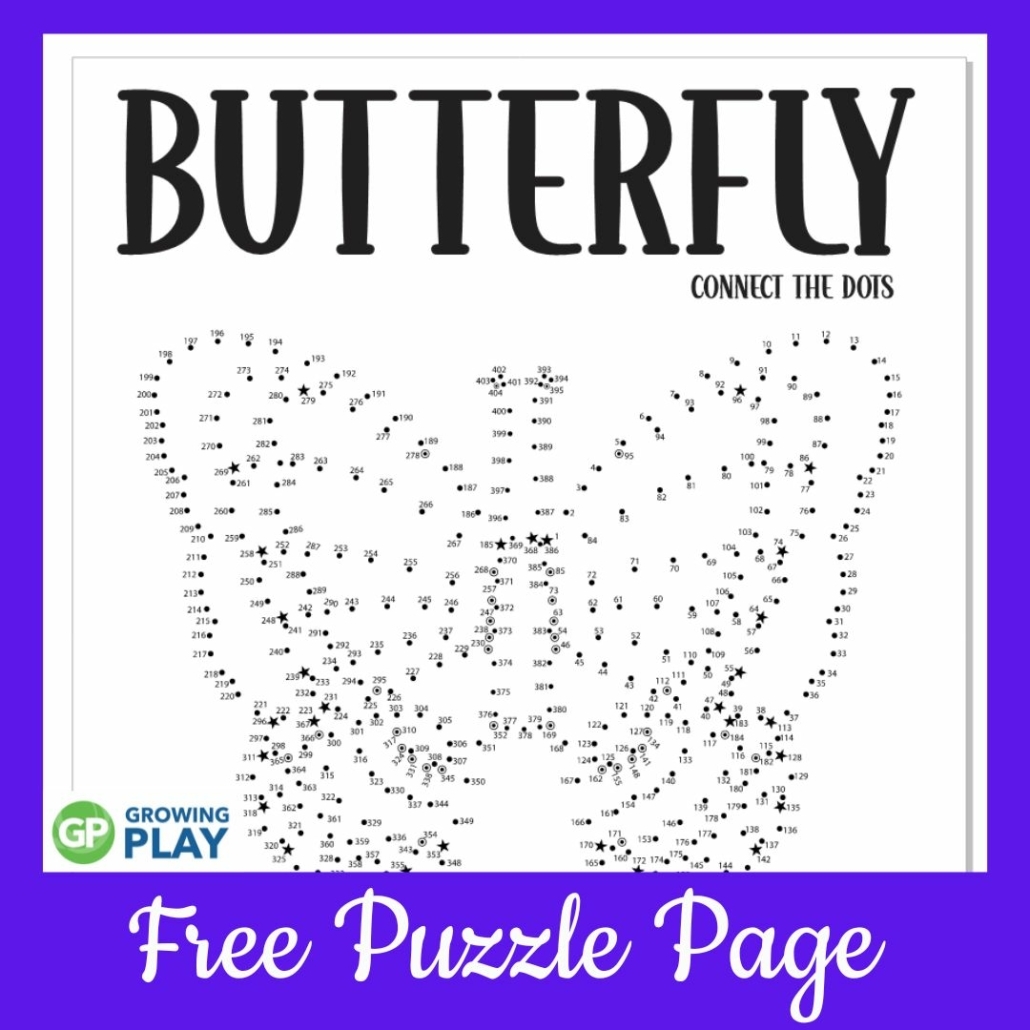 Butterfly Dot To Dot FREE PDF Printable Growing Play