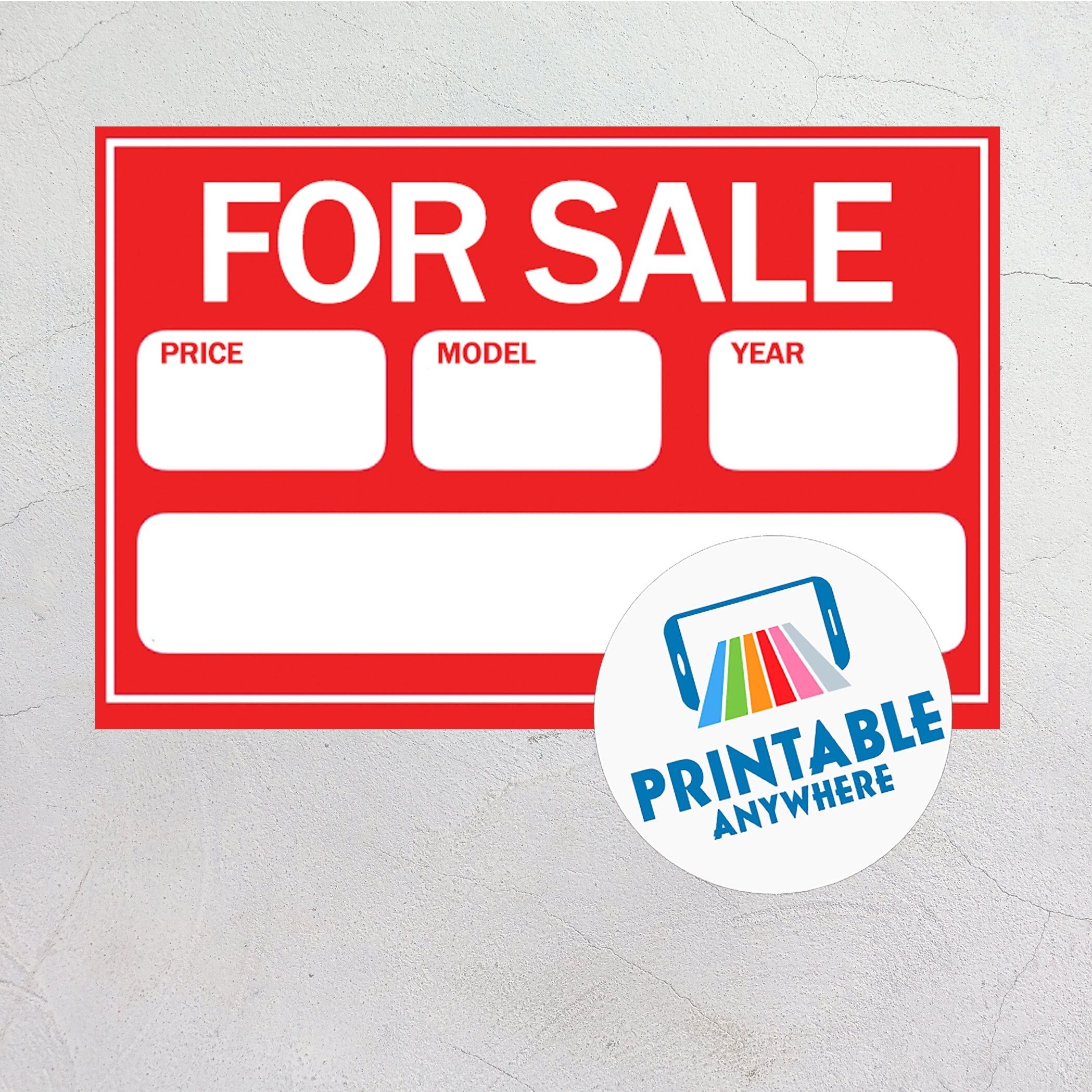 vehicle for sale sign printable