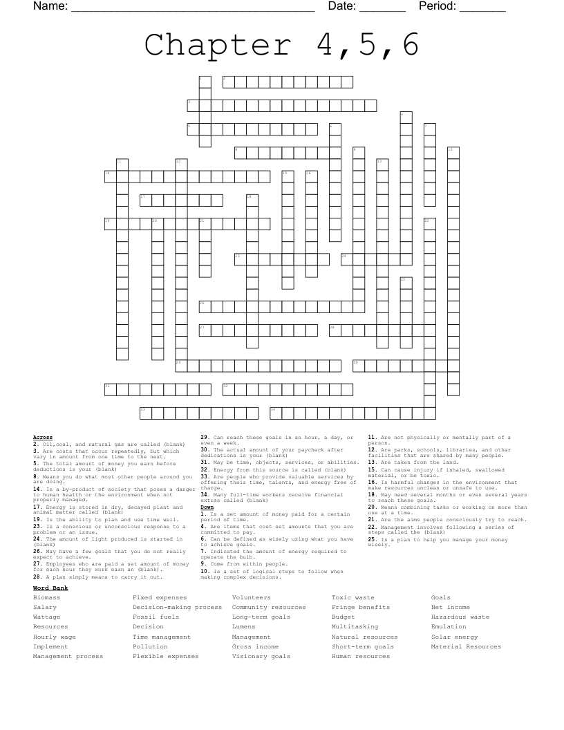 Chapter 4 5 6 Crossword WordMint