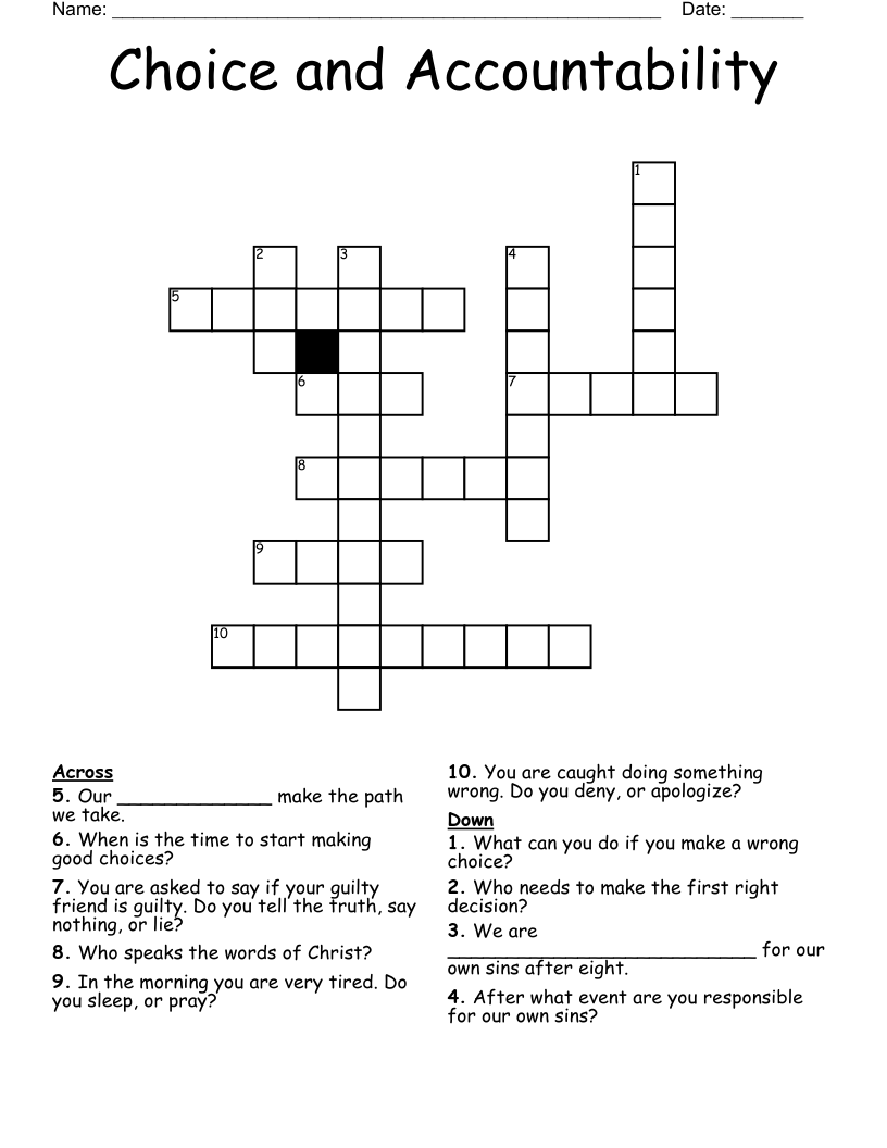 Choice And Accountability Crossword WordMint
