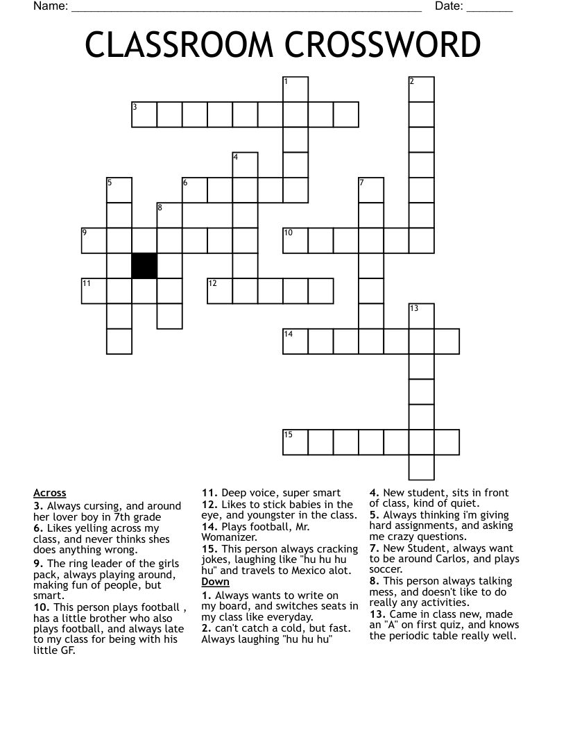 CLASSROOM CROSSWORD WordMint