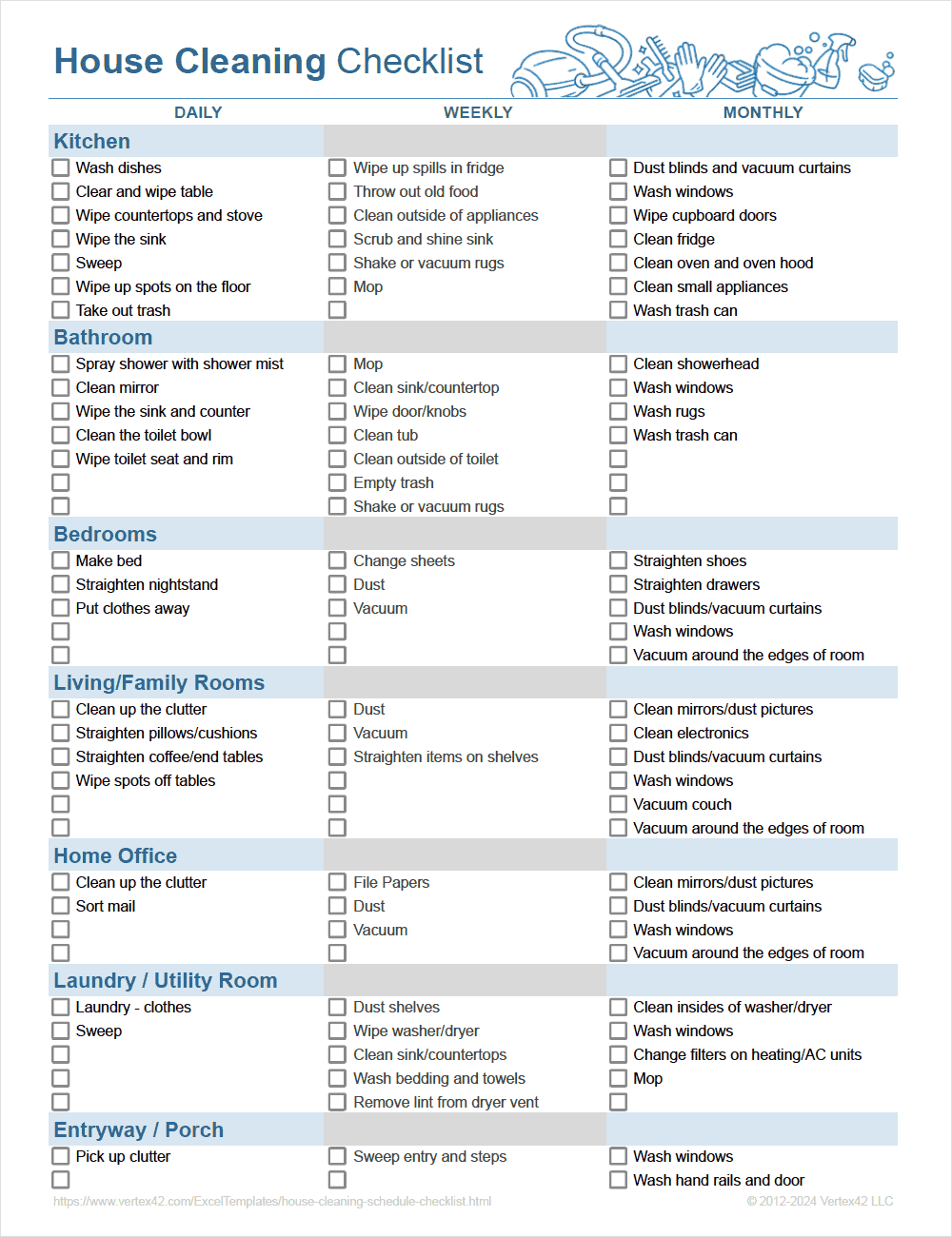 printable house cleaning checklist