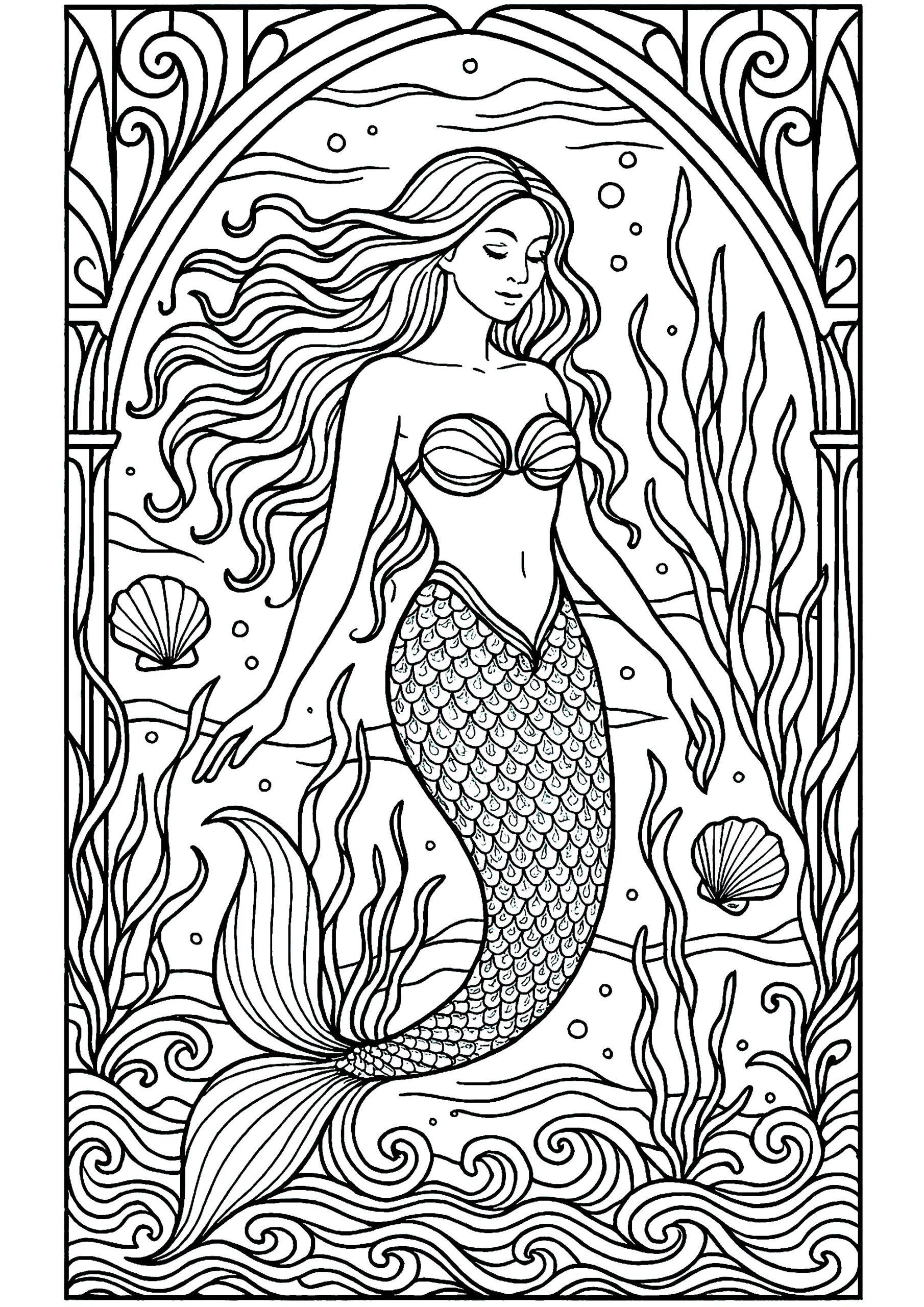 mermaid printable coloring pages