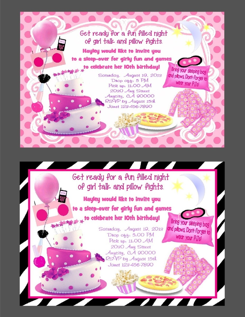 CUSTOM SLUMBER PARTY SLEEPOVER BIRTHDAY PARTY INVITATION THANK U CARD U PRINT EBay