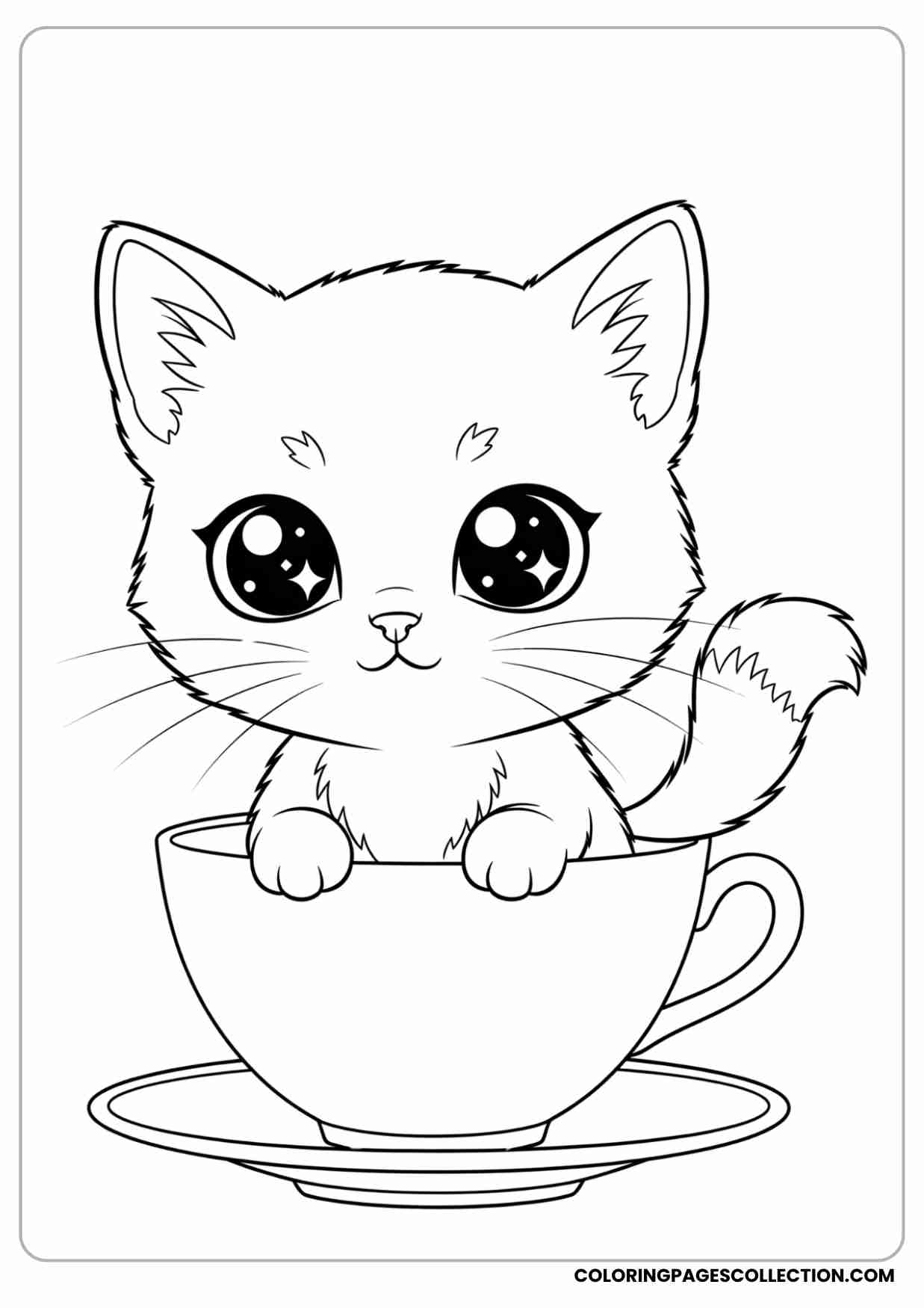 Cute Kitten Coloring Pages Printable Free