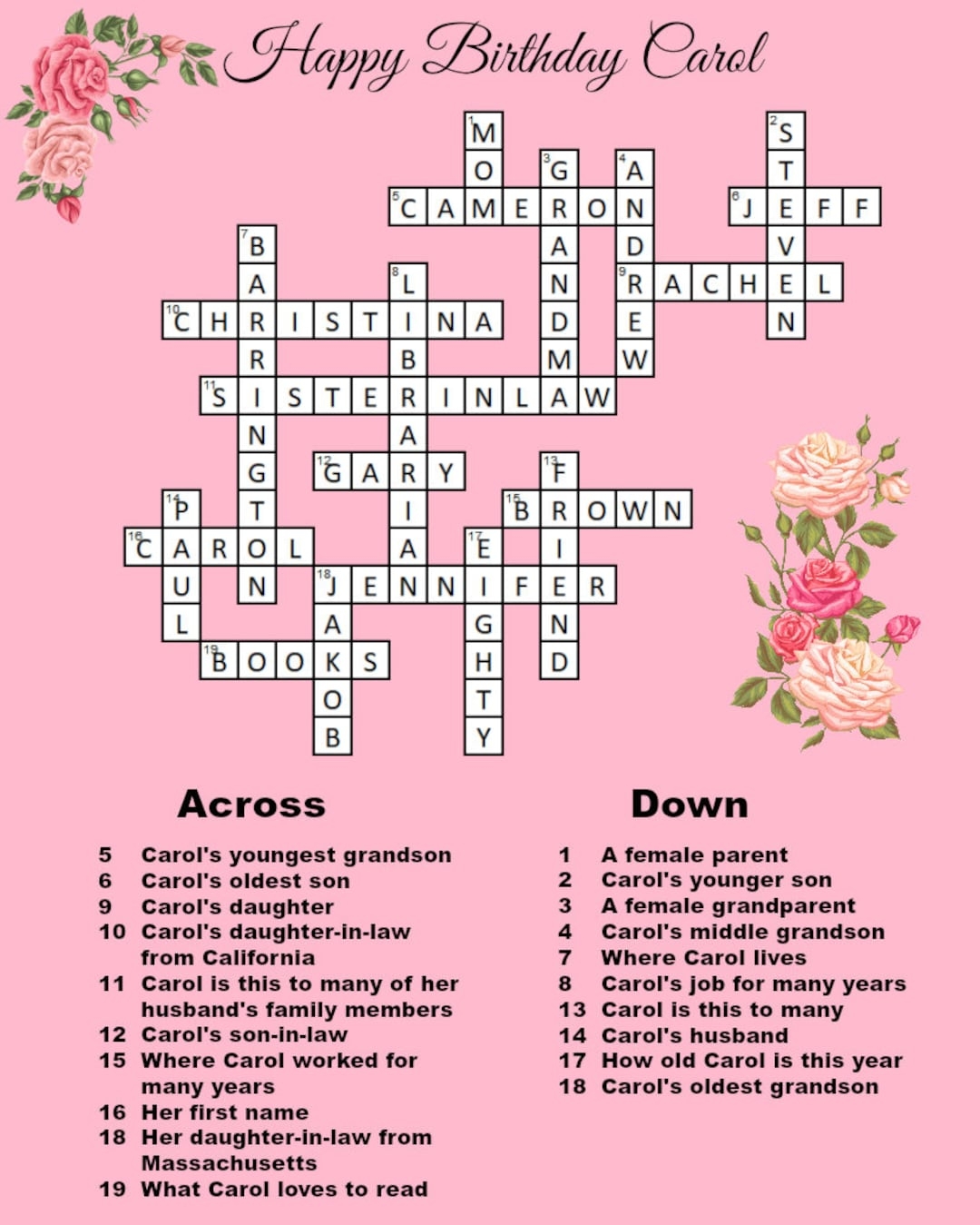 Digital Custom Crossword Puzzle With Clues Custom Style Finished And Black White Blank Copy Weddings Birthdays Etc Etsy Digital Custom Crossword Puzzle With Clues Custom Style Finished And Black White Blank Copy Weddings Birthdays Etc Etsy
