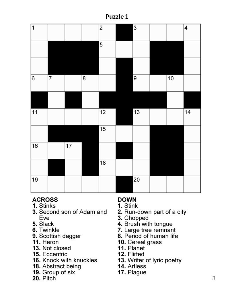 Digital Download 100 Printable Crossword Puzzles For Adults Fun Activities Book For Seniors Large Print Easy To Read Games With Solutions Etsy