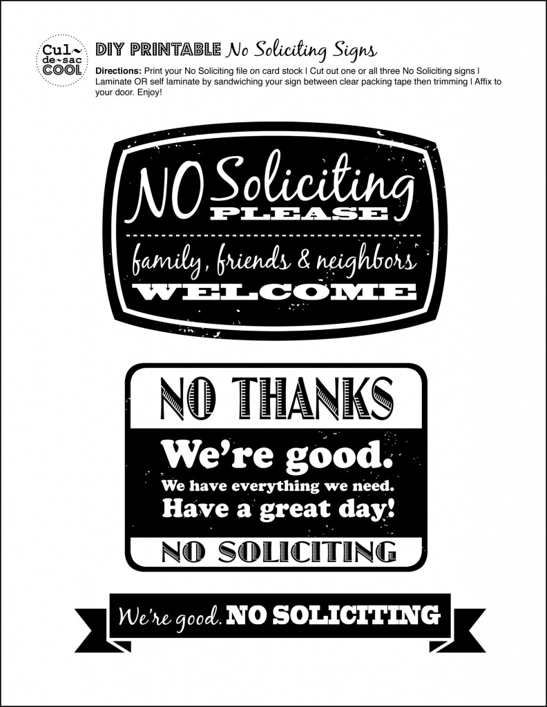 DIY Printable No Soliciting Signs DIY Printable No Soliciting Signs